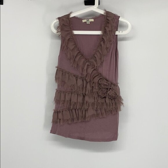 YA Los  Angeles purple ruffled rose texture tank - Picture 5 of 12